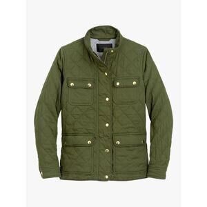 J.Crew Womens Olive Green Full Zip Quilted Downtown Field Jacket Regular Size XS